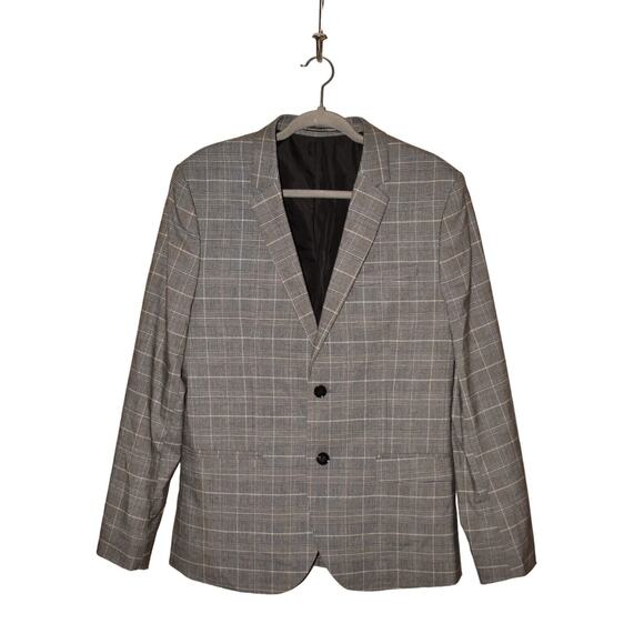 H&M NEW $85 Skinny Fit Blazer Jacket in Gray Plaid Men's 42R - Picture 1 of 6